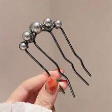 2pcs Elegant Faux Pearl Bun Maker - Special 4-Claw Comb, Suitable For Curly And Long Hair Styling Combs For Hair Side Comb
