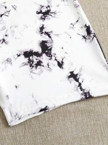 1pc White Ink Splash Print Casual Form-Fitting Jumpsuit - White - View 4