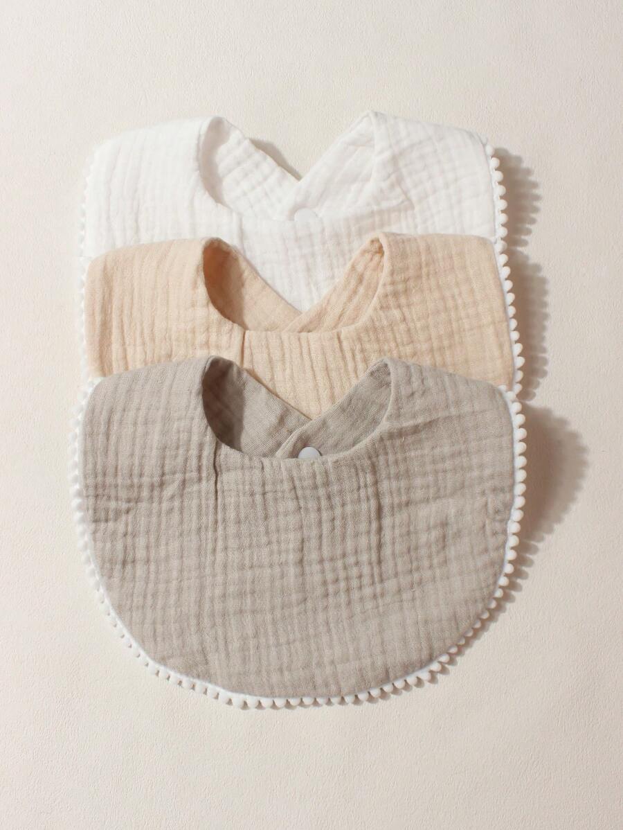 Conjunto de 3 baberos/pañuelos para babear de algodón 100% de gasa de color caramelo lindos para bebé, adecuados para uso diario