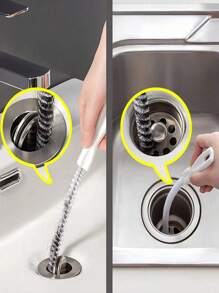 4Pcs Drain Cleaning Tool Set (With Storage Hook), Includes Flexible Drain Remover And Brush, Hair Clog Remover For Sink, Shower, And Bathtub, Effectively Captures Hair And Cleans Pipes For Kitchen And Bathroom Home Bathroom Decor