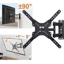 Universal TV Wall Mount, Swivel And Tilt Universal TV Mount, Wall Mount With Adjustable Telescopic Bracket, Suitable For 14-60 Inch TVs, LED/LCD/Plasma Flat And Curved TVs Or Monitors, Full Motion TV Mount With Perfect Center Design, Extended Swivel TV Mount, Tilt Up To 400 X 400 Mm, Mobile TV Wall Mount, Universal Monitor TV Mounting Arm - 黑色 - 查看 1
