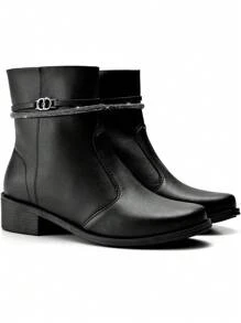 Bota Feminina Montaria Rasteira Cano Baixo Strass Lumiss - Preto - Visão 5