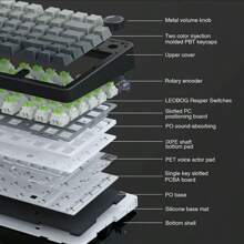 AULA F75 定制机械键盘垫片结构全键热插拔 2.4 无线游戏三模式键盘 - 彩色 - 查看 4
