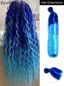 22 Inch Synthetic French Curly Heat Resistant Hair Extensions Natural Wave Loose Wave Water Waves Gold Green Purple Dark Blue Black Ombre Brown Black To Red Multicolor Colorful Crochet Braiding Hair Extension Wavy Curls Braided Hair For Women And Girls Wear Daily Holiday Party And Music Festival - Multicolor - View 15