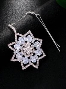 1 件新款花朵复古图案传统头饰，时尚水钻头链，适合女士头饰 Tikka