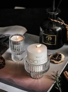 3pcs Set Striped Glass Candle Holders, Dual Use For Thick & Thin Candles, Elegant Home Decor Candle Holder Set Gifts Birthday Graduation,Wedding