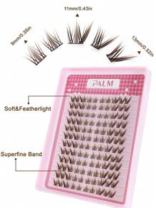 120Pcs/124Pcs Brown/Black Lash Clusters Manga Lash Clusters Fairy Cat Eye Lash Clusters Natural Fox Eye Eyelashes Clusters Wispy C Curl Cluster 9-13MM Eyelash Extensions Anime DIY Individual Lashes Natural Look By PALM LASHES , Left And Right - C - View 4