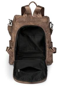 女士复古休闲简约百搭背包时尚软皮大容量户外旅行流苏背包，适合学校、大学、初中、高中、通勤、办公室工作 - 棕色 - 查看 5