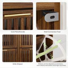 Shoe Cabinet With 2 Flip Louvered Drawers, Farmhouse Shoe Storage Cabinet With Golden Handle, Freestanding Slim Shoe Organizer Cabinet For Entryway, Hallway, Walnut - Walnut+23.6in - 查看 6