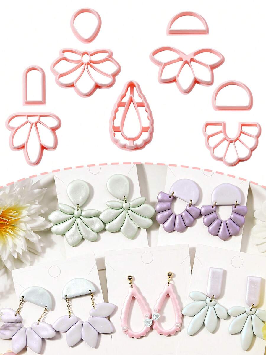 Boho Style Flower Shape Polymer Clay Cutters, 3D High-Precision Clay Cutters For Jewelry Making, Clay Cutting Mold Tool DIY Creative Decorative Earrings, Art And Craft Molds Accessories - Clay Cutter - View 1
