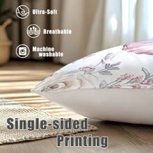 MEMNUN 4件套，尺寸分别为17.7*17.7英寸（45*45厘米）、19.69*19.69英寸（50*50厘米）和15.75*15.75英寸（40*40厘米），“温馨家园”水彩蝴蝶印花涤纶抱枕套，粉色，单面印花，不含枕芯，家居装饰，适用于室内/室外，客厅、卧室、沙发、汽车等，是馈赠亲朋好友的完美礼物。 - 彩色 - 查看 6