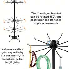 3 Tier Rotating Jewelry Tower Necklaces Hanger Stand Jewelry Holder Keyring Display Rotating Stand Rack For Organize Jewelry Necklaces Earrings Black - Black - View 4