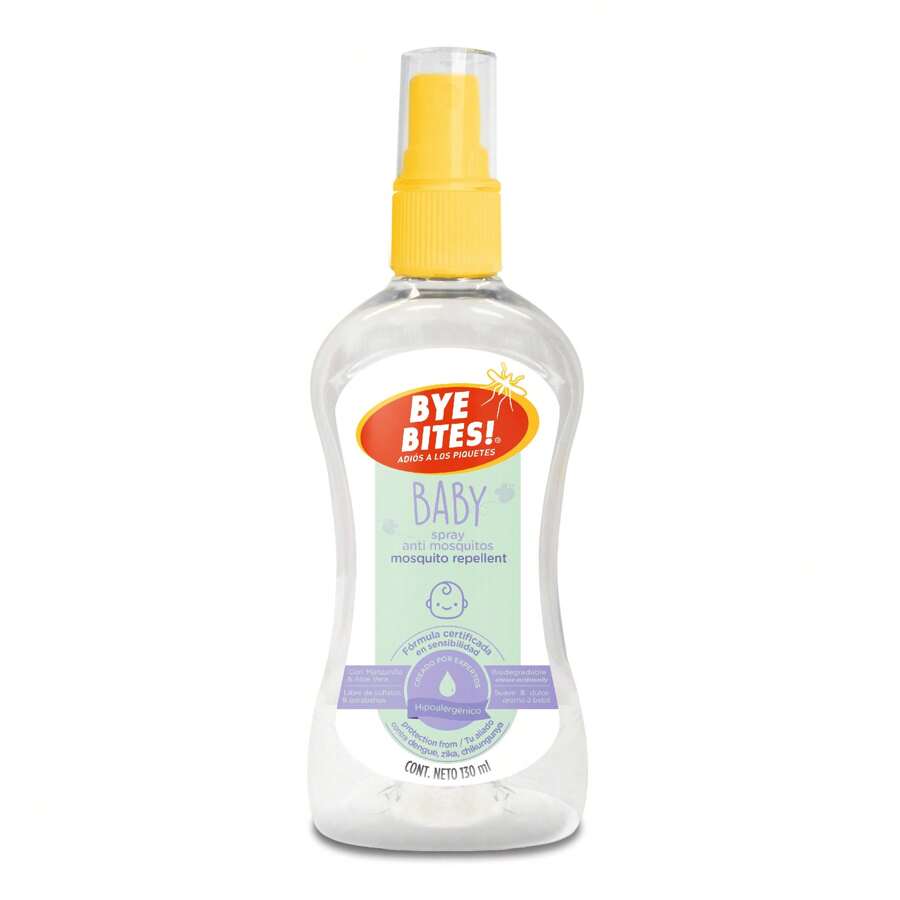 BYE BITES! Repelente de Mosquitos e Insectos BABY, Repelente para Bebé, Hipoalergénico y con Extracto de Manzanilla y Aloe Vera, 130 ml - Blanco - Ver 1