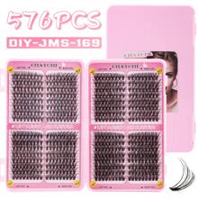 Libro de pestañas postizas con 576 racimos de rizos tipo D de alta capacidad, 30D+40D+50D+60D mezcla de longitudes de 8-16 mm, para maquillaje DIY y belleza. Pestañas postizas negras suaves y densas que amplían y embellecen los ojos, con extensiones de pestañas individuales gruesas y esponjosas, adecuadas para principiantes, para uso diario, viajes, fotografía, reuniones, bodas y maquillaje.
