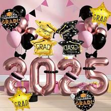 Decoración con globos para graduación 2025, incluye gorro de graduación, pancarta de la clase universitaria 2025, suministros para fiesta de celebración