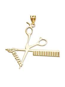 Customized 18K Gold Plated Scissors & Comb Necklace, Personalized Stainless Steel 304L Pendant Jewelry Gift, Daily Wear Jewelry Accessories - Silver - View 3