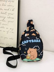 Capybara Pattern Kids Waist Bag, Cartoon Fashion Girls Mini Chest Bag, Casual Sling Crossbody Bag For Boys Toddler, Lightweight