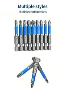 6pcs Magnetic Cross Head Drill Bits - Anti-Slip PH1 PZ1 PH2 PZ2 PH3 PZ3 50mm Length With Teeth - 1/4" Hex Shank Single Head For Electric Screwdriver Drill - Multicolor - View 7