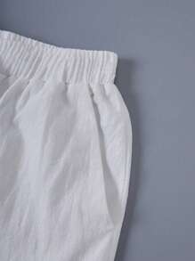 European And American Women's Solid Color Strappy Shorts With Pockets - 白色 - 查看 5