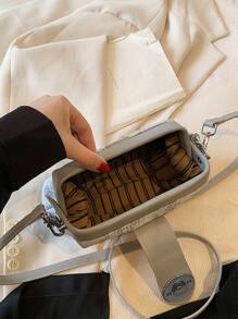 Túi xách Mini Chic Elegant Solid Color Zipper & Metal Chain, Túi Tote đeo vai nữ tối giản giản dị, Thích hợp để mua sắm, ví, mua sắm, Phụ nữ trẻ, Sinh viên đại học, Người mới đến và Nhân viên văn phòng. Lý tưởng cho văn phòng, trường đại học, công việc, kinh doanh, đi làm, ngoài trời, du lịch và đi chơi - Xám - Xem 11