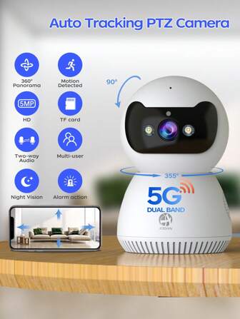 JOOAN 5G/2.4G WiFi 3MP HD Indoor Security Camera For Baby/Pet/Nanny/The Elderly, Cloud & 32/64G SD Card Storage, Color Night Vision, Floodlight, 2 Way Audio, Siren Alarm, AI Motion Detection, A Must-Have Gift For Spring And Summer