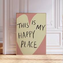 1pc, Canvas Hanging, Framed Decorative Painting, Wall Arts, Posters, Modern, Quotes, This Is My Happy Place , Happy Place Poster, Uplifting Art Happy Art Poster , Cute Wall Decor , Housewarming Gifts Bedroom