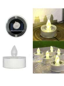 1/6pcs太阳能灯花园户外防水儿童房照明家用小夜灯庭院装饰感应吊灯阳台布置蜡烛灯 - 彩色 - 查看 11