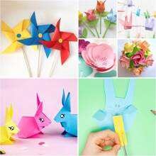 Set de 200 de bucăți de hârtie lucrată manual, 10 culori, excelent pentru origami, arte și meșteșuguri, rechizite de birou, albume, cusut, instrumente de fabricare a hârtiei - material de hârtie de înaltă calitate