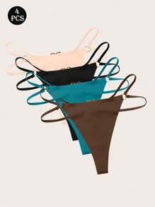 4 Paquetes de tangas sin rastro multicolor para mujer con hebilla en forma de corazón, deseos puros y bragas sexys para mujer en color verde