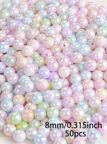 100/50/25 hạt Acrylic hình nàng tiên cá nhiều màu 6-10mm dùng làm đồ trang sức DIY, vòng tay, vòng cổ, đồ thủ công - Màu hỗn hợp/8mm - Xem 11