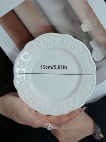 1/2/4件陶瓷盘套装欧式简约浮雕陶瓷甜品盘小吃水果盘派对下午茶甜品蛋糕盘陶瓷甜品盘礼物 - 彩色 - 查看 2