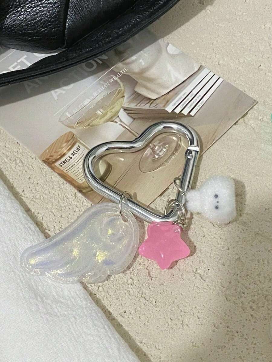 1pc Y2K Vintage Angel Wing Star Rabbit Keychain Pendant For Women Sweet Accessory For Bags Summer - Multicolor - View 1
