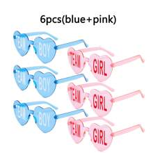 2/8/12 pz - Occhiali senza montatura per la festa del gender reveal del bambino, in blu e rosa, decorazioni per la squadra delle ragazze e la squadra dei ragazzi per la festa del gender reveal