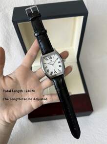 Pablo Raez 1 件男士手表特别独特的酒桶形顶级全新男士奢华腕表 50 米防水简约日历时钟男士 SUS304 不锈钢休闲时尚石英表黑色和棕色超细纤维皮革罗马数字刻度酷黑色表盘带日期高级男士时钟商务腕表适合日常使用送给父亲或男性朋友的礼物流行款式适合派对装饰新年生日礼物 - 均碼 - 查看 9