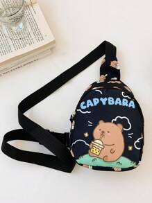 Capybara Pattern Kids Waist Bag, Cartoon Fashion Girls Mini Chest Bag, Casual Sling Crossbody Bag For Boys Toddler, Lightweight
