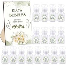 1 Set Wedding Bubble Bottle Party Favor Packs, Includes Wooden Blow Bubble Sign 50 Mini Bottles And 50 Stickers, Liquid Free For Weddings Babyshowers Birthdays Graduation And Valentine's Day Gifts - 1 Set - 查看 1