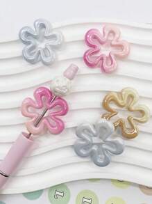 6 stuks willekeurige acryl crème snoepkleur holle bloem kralen DIY telefoonketting, sleutelhanger, auto decoratie accessoires