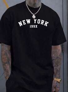 Men's New York T-Shirt 100% Cotton Women's Premium Blouse New Release Round Neck - 黑色 - 查看 1