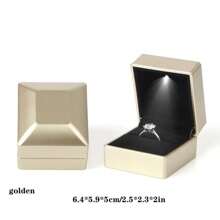 1 件心形方形 LED 灯珠宝盒喷漆优质戒指盒天鹅绒珠宝展示礼品收纳盒婚礼订婚求婚周年纪念盒