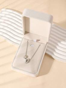 1 Fashion Simple Stainless Steel Love Letters Ladies Pendant Necklace Suitable For Ladies Daily Wear Holiday Dating Gift Jewellery Mother's Day Gift (With Gift Box)