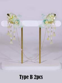 1/2/4 件中国风流苏蝴蝶花发饰套装、发夹、发夹爪夹、学校用品、度假装女士