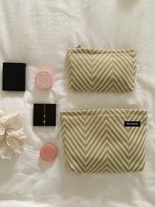 1 件简单几何线条图案大容量多功能化妆品收纳包钱包袋便携式化妆品刷收纳手拿包带拉链开合适合女士适合女孩适合居家、旅行、度假和学校用作婚礼伴娘礼物、妈妈礼物、生日礼物、送给朋友和老师的礼物 - 彩色 - 查看 8