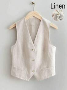 Women's Casual Summer Linen Short Suit Vest