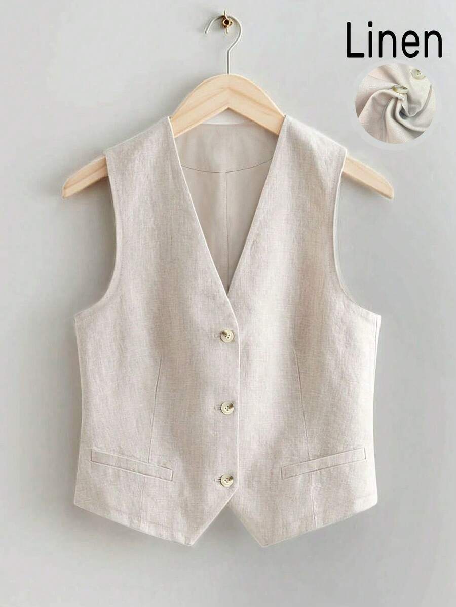 Women's Casual Summer Linen Short Suit Vest