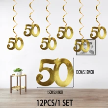 12 Peças Decorações Pendentes Espirais de PVC, Adequadas para Decoração de 50º Aniversário, 50º Aniversário de Casamento, Bottom de Festa