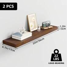 Tomnk 2pcs 22in Bookshelves, Floating Shelves For Wall, Shelves Wall Mounted Shelf With Invisible Bracket For Bathroom, Living Room, Bedroom, Kitchen, Office Decor, Room Decor, Home Decor - Nhiều màu - Xem 3