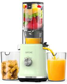 SiFENE Whole Fruits Cold Press Juicer Machine - 4.3-Inch Wide Mouth Slow Masticating Juicer With Large Feed Chute For Vegetables And Fruits, Easy To Clean, Nutrient-Rich Juice Extractor (Green) - US A Type Plug(110-127V) - View 1