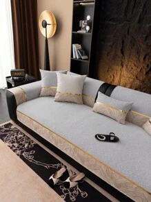 1pc European Style Sofa Cover, Luxurious & Minimalist Design, Anti-Slip, Anti-Dust, Anti-Scratch, Decorative For Bedroom, Living Room, Office, Suitable For All Seasons - Light Grey - View 4