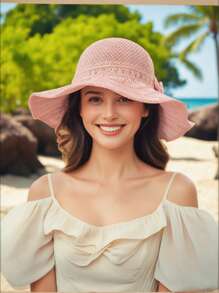 2025 女士可折叠草编太阳帽 - UPF 50+ 夏季海滩配件，4 种颜色，小巧时尚，适合户外、公园和旅行 - 彩色 - 查看 13