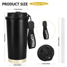 1pc Large Capacity Insulated Water Bottle With Rope, Double Mouth Stainless Steel Cup - Multicolor - View 2